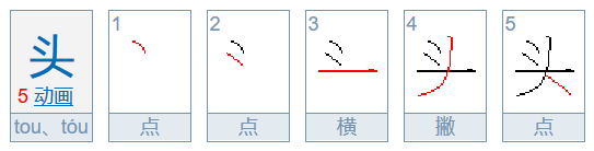 头的笔顺